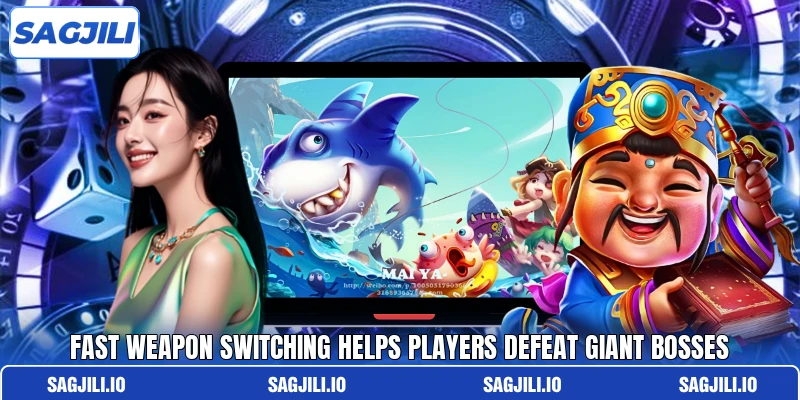 Fast weapon switching helps players defeat giant bosses Fast weapon switching helps players defeat giant bosses